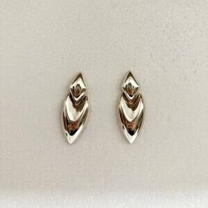 Vintage Sterling Silver Sculptured Drop Stud Earrings with Back Clasp